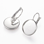 304 Stainless Steel Leverback Earring Findings, Flat Round