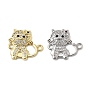 Подвески-коннекторы в форме кошки с черными и прозрачными кубическими цирконами из латуни с микропаве, ссылки на котят, стойки покрытие, долговечный, без кадмия и без свинца