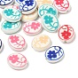 Perles de porcelaine à la main imprimés, ovale avec des fleurs