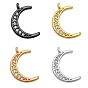Brass Micro Pave Clear Cubic Zirconia Charms, Moon