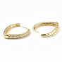 Clear Cubic Zirconia Teardrop Hoop Earrings, Brass Jewelry for Women