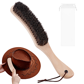 Horsehair Hat Cleaning Brushes, with Wood Handle and Rectangle PEVA Storage Bag