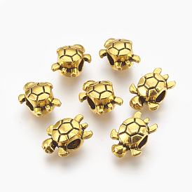 Tibetan Style Alloy European Beads, Large Hole Beads, Tortoise, Cadmium Free & Lead Free , 16.5x12.5x9mm, Hole: 4.5mm, about 300pcs/1000g