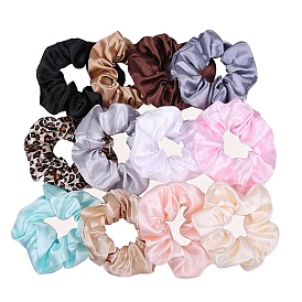 Solid Color Slick Cloth Ponytail Scrunchy Hair Ties, Ponytail Holder Hair Accessories for Women and Girls
