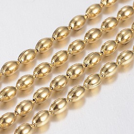 Handmade Ion Plating(IP) 304 Stainless Steel Ball Chains, with Spool, Rice