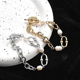Браслеты из цепей из нержавеющей стали, жемчужные бусины jwewly для женщин