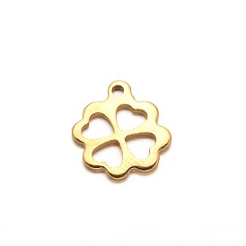 Trébol 304 dijes de acero inoxidable con revestimiento iónico (IP), 12x10x1 mm, agujero: 1 mm