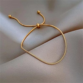 Adjustable Brass Snake Chain Slider Anklet for Women, Perfect for Daily Wear