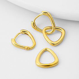 18k Gold-Plated Copper Earrings with European and American Style, Minimalist Design, Retro Charm and Geometric Shape.