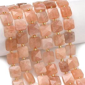 Натуральный Sunstone бисер пряди, квадратный, граненые, с бисером