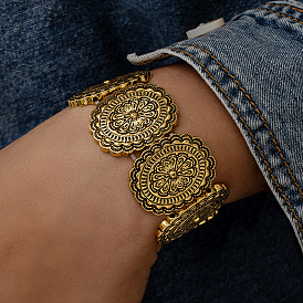 Эластичные браслеты из сплава бусин для женщин, овальные с цветком