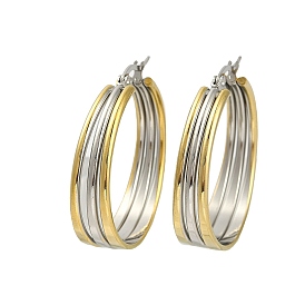 PVD Vacuum Plating 201 Stainless Steel Split Hoop Earrings for Women, with 304 Stainless Steel Pins, Round Ring