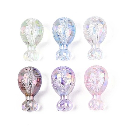 Уф-покрытие прозрачные акриловые бусины, радужный, куриная ножка со словом удачи