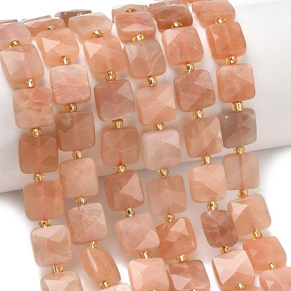 Натуральный Sunstone бисер пряди, квадратный, граненые, с бисером