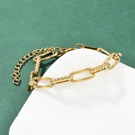 304 женские браслеты-цепочки со звеньями из нержавеющей стали, прямоугольные, вакуумное покрытие pvd