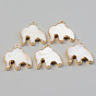 Electroplate Natural Freshwater Shell Pendants, with Golden Brass Findings, Elephant