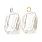 2Pcs ABS Plastic Imitation Pearl Pendants, Rectangle, with Iron Loop