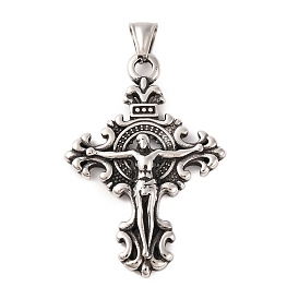 316 Surgical Stainless Steel Big Pendants, Crucifix Cross Chrams