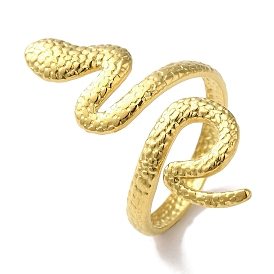 PVD Vacuum Plating 201 Stainless Steel Snake Wrap Open Cuff Rings for Women