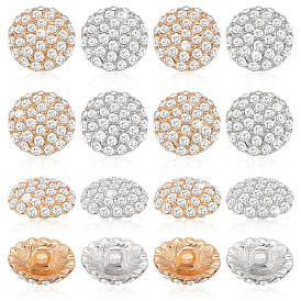 16 шт. 2 цвета 1-отверстие сплав горный хрусталь хвостовик кнопки, плоско-круглые