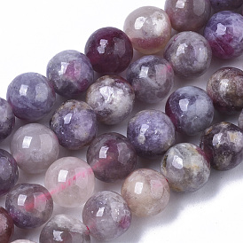 Brins de perles de tourmaline rouge violet naturel, ronde