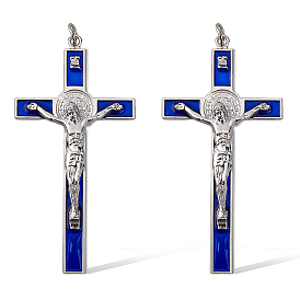 Большие подвески с эмалью из цинкового сплава, крест, с целью перехода в кольце, спекающийся лак, платина