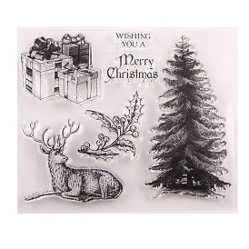 Прозрачные силиконовые штампы, для diy scrapbooking, фотоальбом декоративный, изготовление карт, штампы, Рождественская елка и северный олень/олень и подарочная коробка