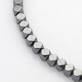Electroplate Non-magnetic Synthetic Hematite Beads Strands, Faceted Cube, 3x3x3mm, Hole: 1mm, about 130pcs/strand, 15.7 inch