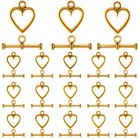 120 наборы застежек-тоглов из сплава в тибетском стиле, античное золото , без свинца и без кадмия, сердце