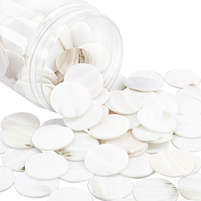Natural White Shell Mother of Pearl Shell Beads, No Hole/Undrilled, Flat Round