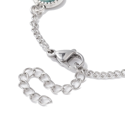 Alloy Resin Link Chain Bracelet with 304 Stainless Steel Curb Chains