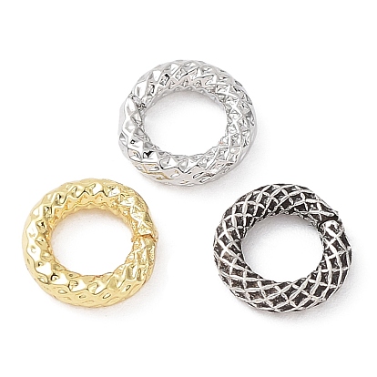 Rack Plating Brass Open Jump Rings, Lead Free & Cadmium Free, Long-Lasting Plated, Textured Round Ring