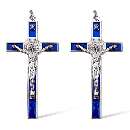 Большие подвески с эмалью из цинкового сплава, крест, с целью перехода в кольце, спекающийся лак, платина