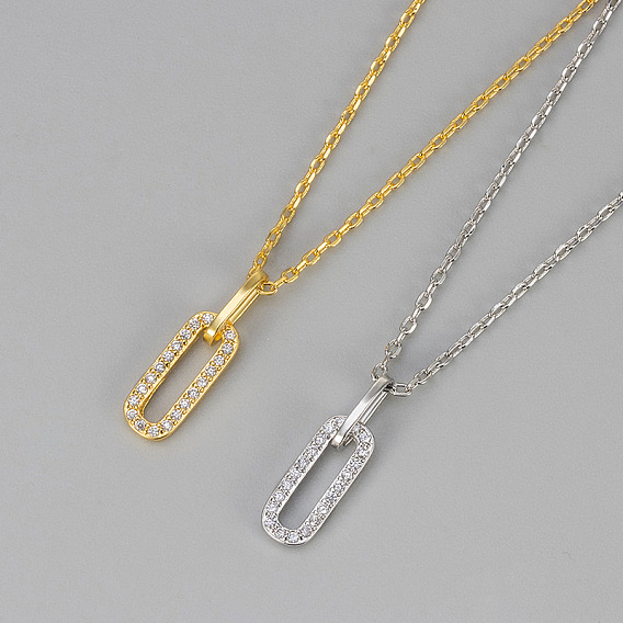 Подвеска-кольцо из латуни с микропаве из прозрачных кубических цирконий, двойная овальная форма, для женщин.