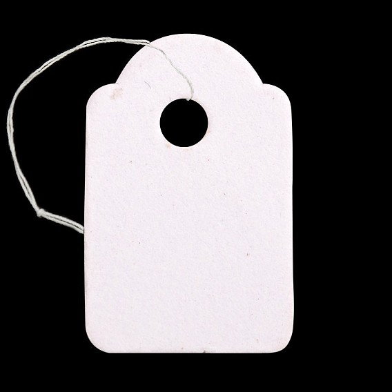 Présentoir de bijoux, vitrines de bijoux étiquettes de prix du papier, avec cordon de coton, 20x13x0.2mm, trou: 3 mm, 500 PCs / sac