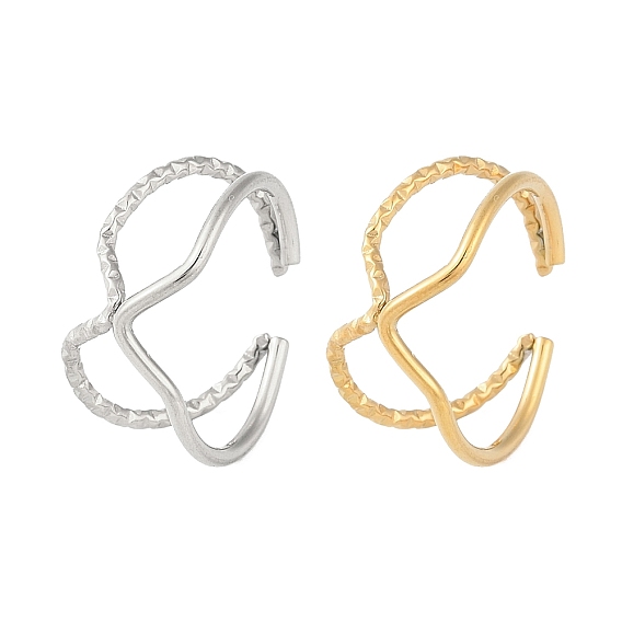 Ионное покрытие (ip) 304 открытые манжеты из нержавеющей стали, кольцо крест-накрест для женщин