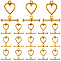 120 наборы застежек-тоглов из сплава в тибетском стиле, античное золото , без свинца и без кадмия, сердце