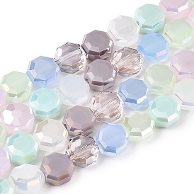 Transparent Glass Beads Strands, Faceted, Octagon