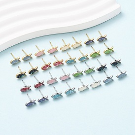 Серьги-гвоздики в виде рыбок из латуни и эмали, с ракушками и булавками из стерлингового серебра, долговечный, без кадмия, без никеля и без свинца