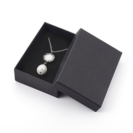 Teardrop Shell Pearl Pendant Necklaces, with Pearl Flat Round Beads, Stainless Steel Chains