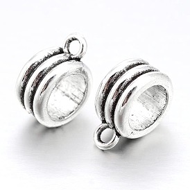 Rondelle Bail Beads Alloy Tube Bails, Loop Bails, 13x10x6mm, Hole: 1mm, Inner Diameter: 7mm