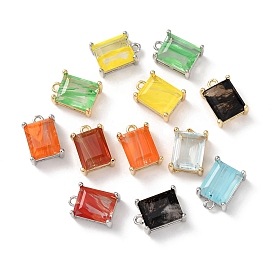 Латунь стекло амулеты, прямоугольные, граненые