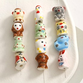 Handmade Porcelain Beads, Chinese Style Twelve Zodiac, with Cartoon Pattern, DIY Accessories, for Bracelet/Necklace and Keychain Decoration