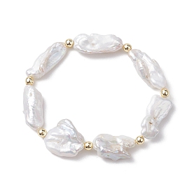 Pulseras elásticas de perlas keshi naturales para mujer