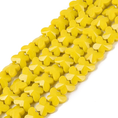 Opaque Glass Beads Strands, Butterfly, Faceted