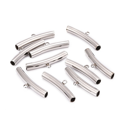Curved 304 Stainless Steel Tube Tube Bails, Loop Bails, Bail Beads