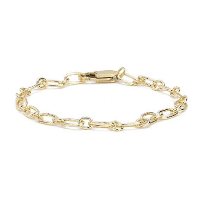 Brass Link Chains  Bracelet for Men Women, Long-lasting Plated