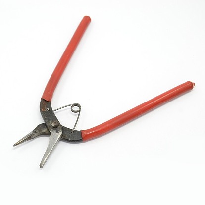 Jewelry Pliers, Iron Concave/Half Round Nose Pliers, with Plastic Handle, 150x130x11mm