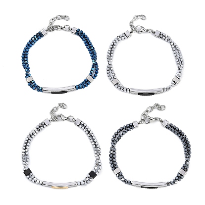 Браслеты из синтетического немагнитного гематита из бисера, прямоугольник 304 браслеты из нержавеющей стали для мужчин и женщин