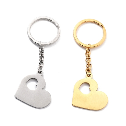 304 Stainless Steel Keychain, Stamping Blank Tag, Heart in Heart